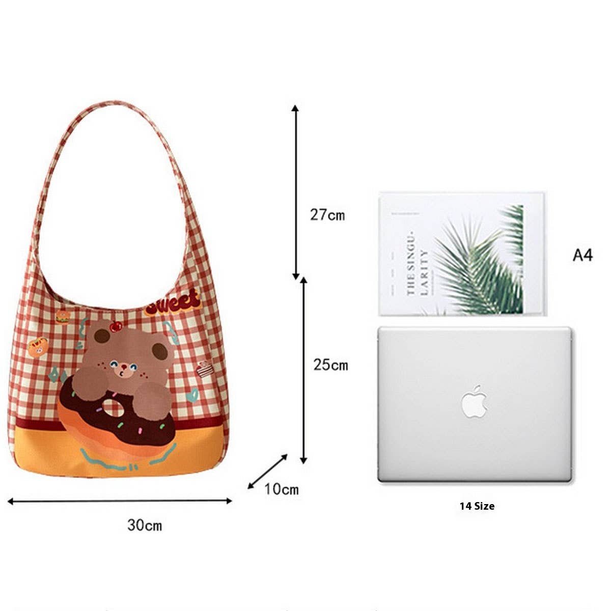 LIGHTWEIGHT LARGE CANVAS TOTE WITH PLAID DESIGN_CWAB5641