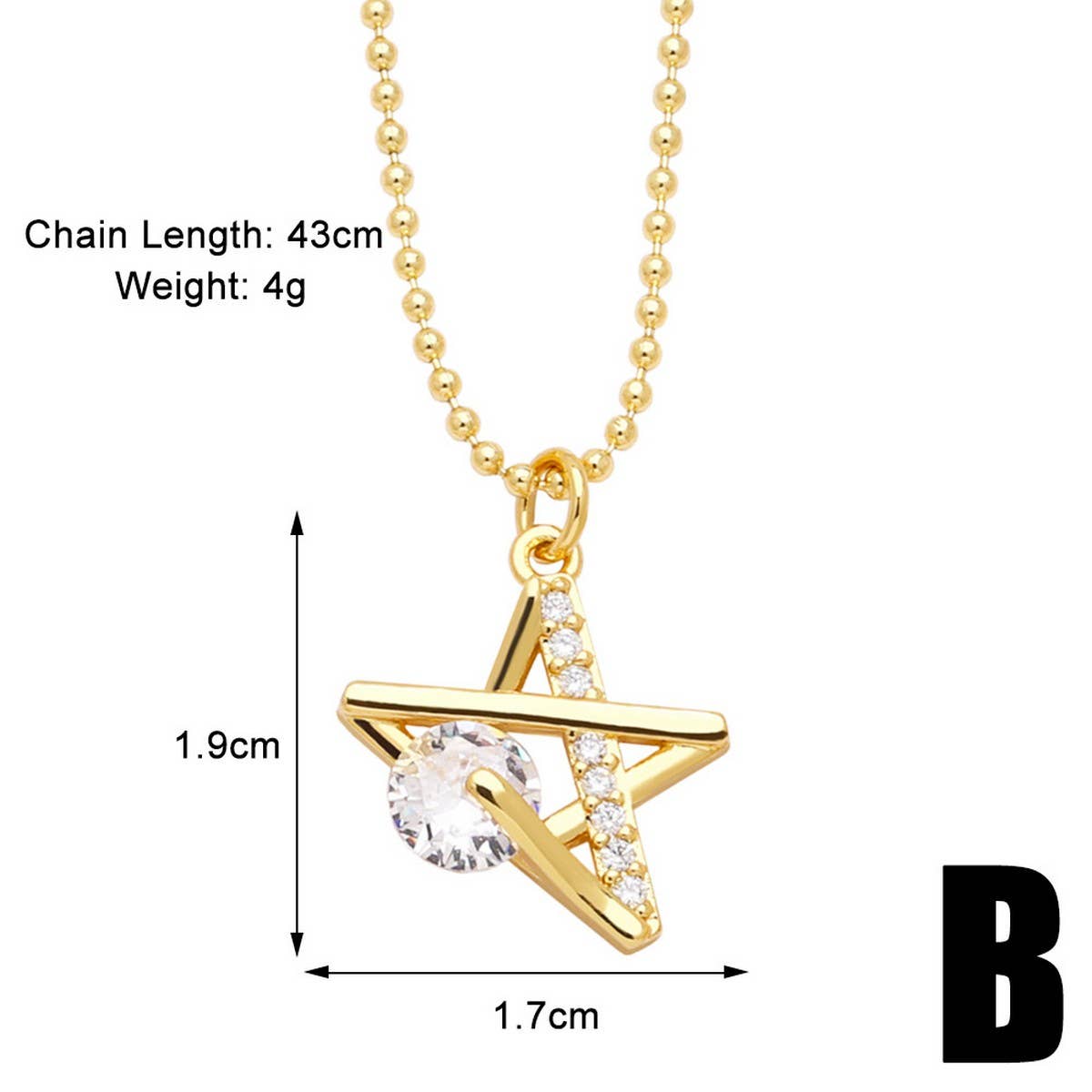 MOON STAR HEART PENDANT NECKLACE_CWAJE0915