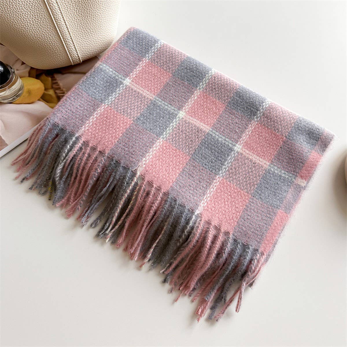 PLAID FAUX CASHMERE SCARF WARM WINTER WRAP_CWASC1446