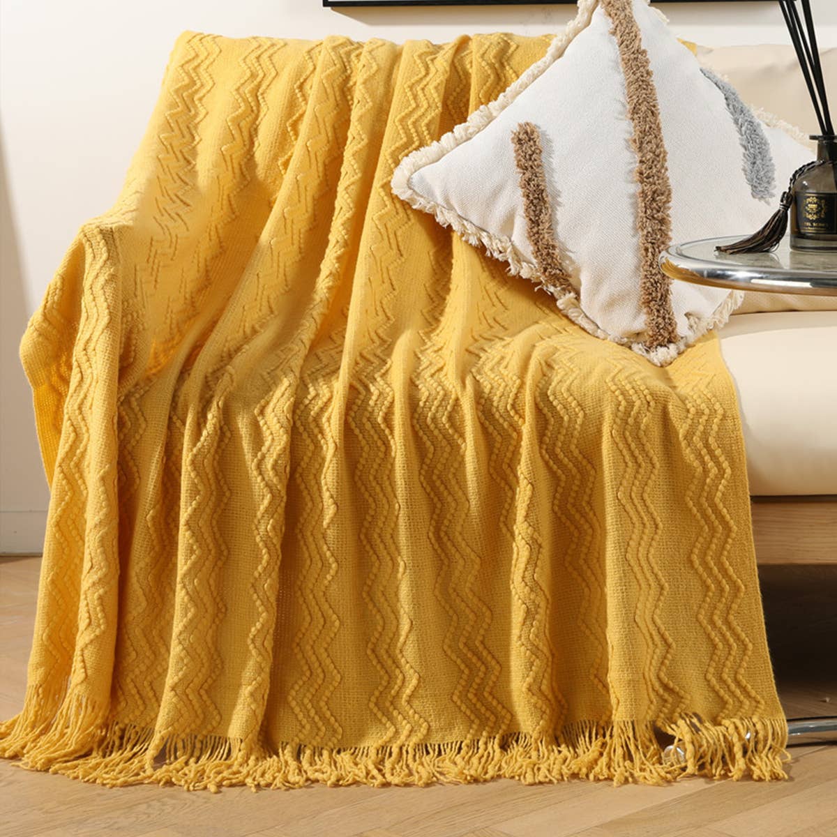 KNITTED SOFT WARM SOFA BLANKET BED END BLANKET_CWMM0203