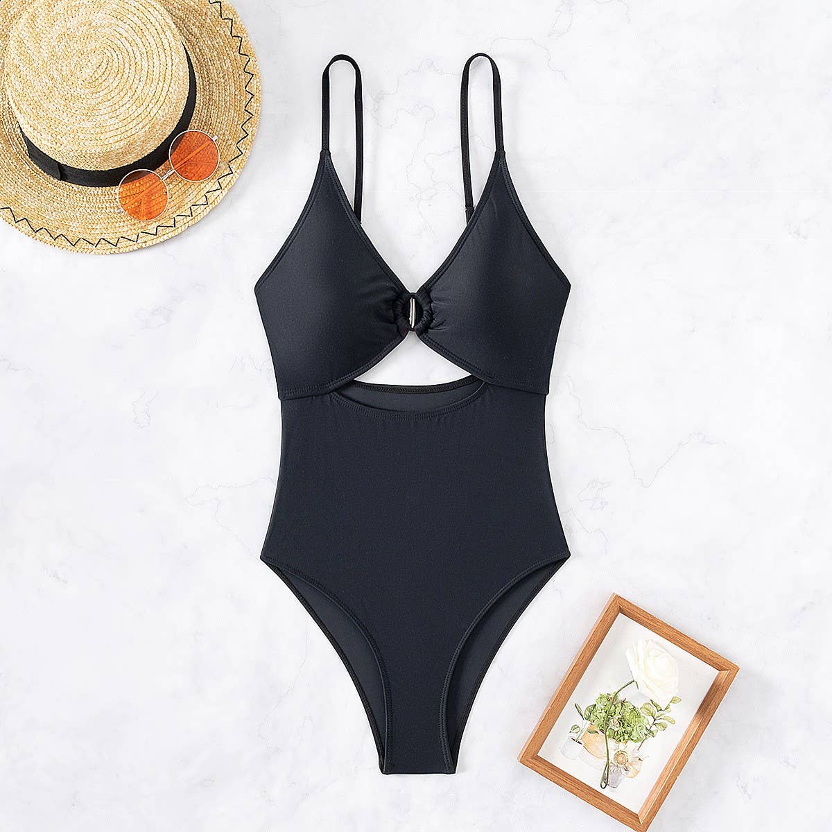 LEOPARD PRINT SLIM CUT OUT BIKINI SWIMSUIT_CWMW0620