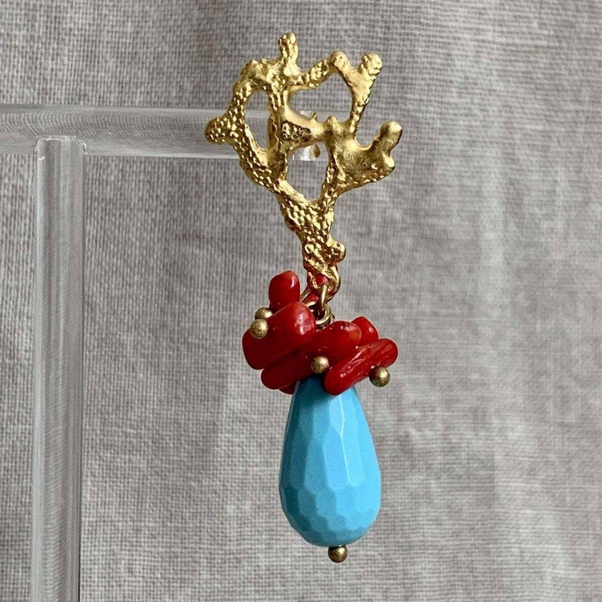 FASHION CORAL OCEAN STAINLESS EARRINGS_CWAJE4978