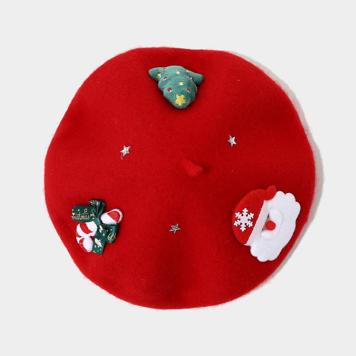 Christmas Bow Wool Beret Hat Women Warm Winter_Cwah04686