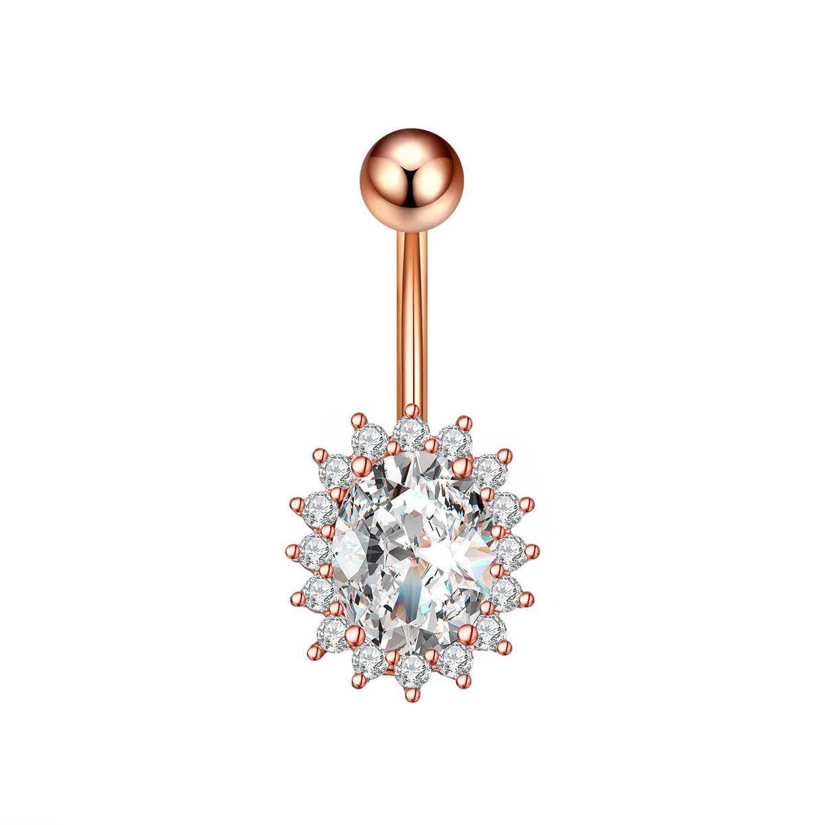 COPPER SUNFLOWER GEAR CZ BELLY RING FOR WOMEN_CWMM9330