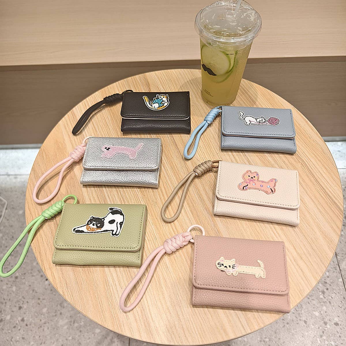 Cute Cartoon Cat Patch Trifold Short Wallet_Cwab06200