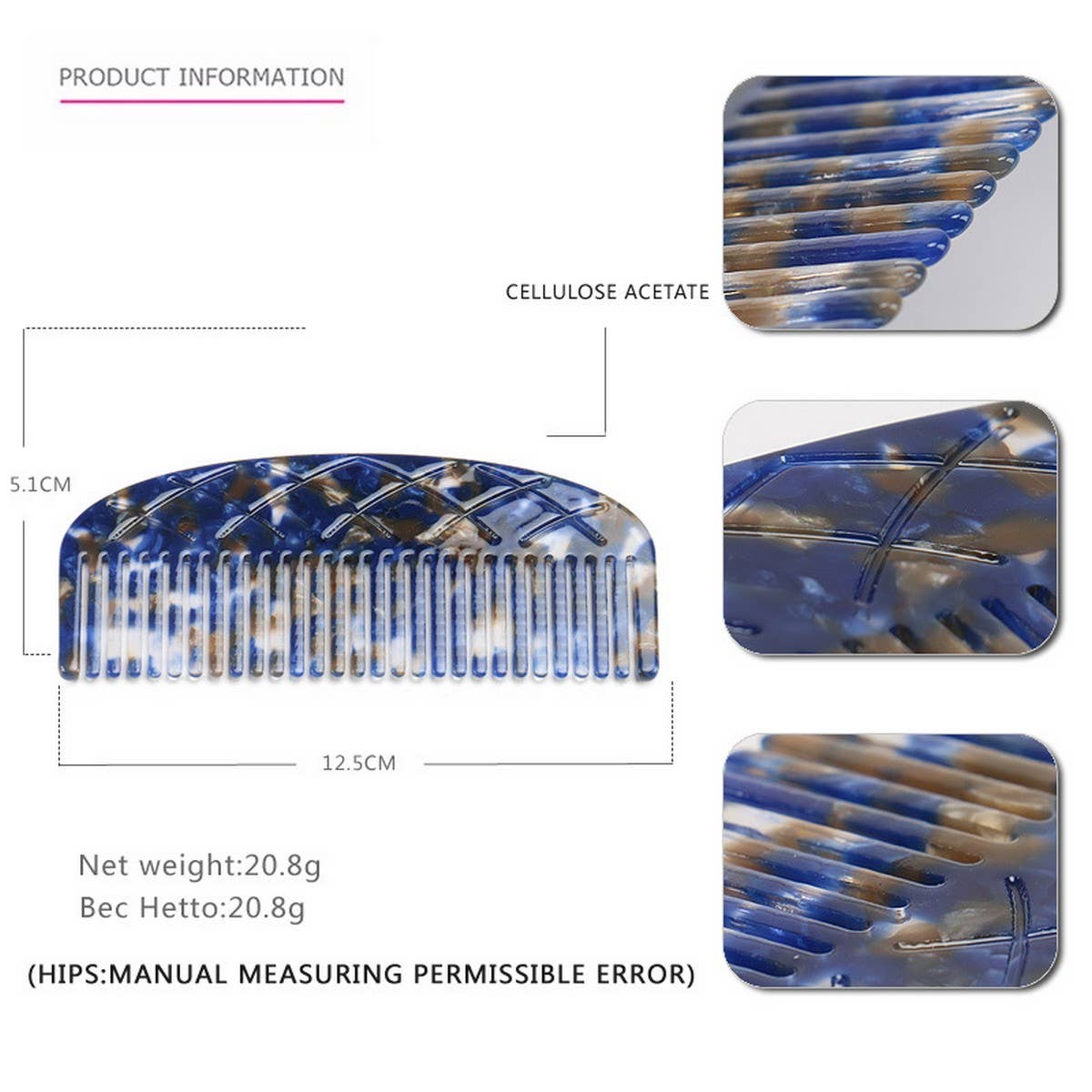 ACETATE SHEET COMB THICK GRADIENT TEETH HAIR COMB_CWAHA4190