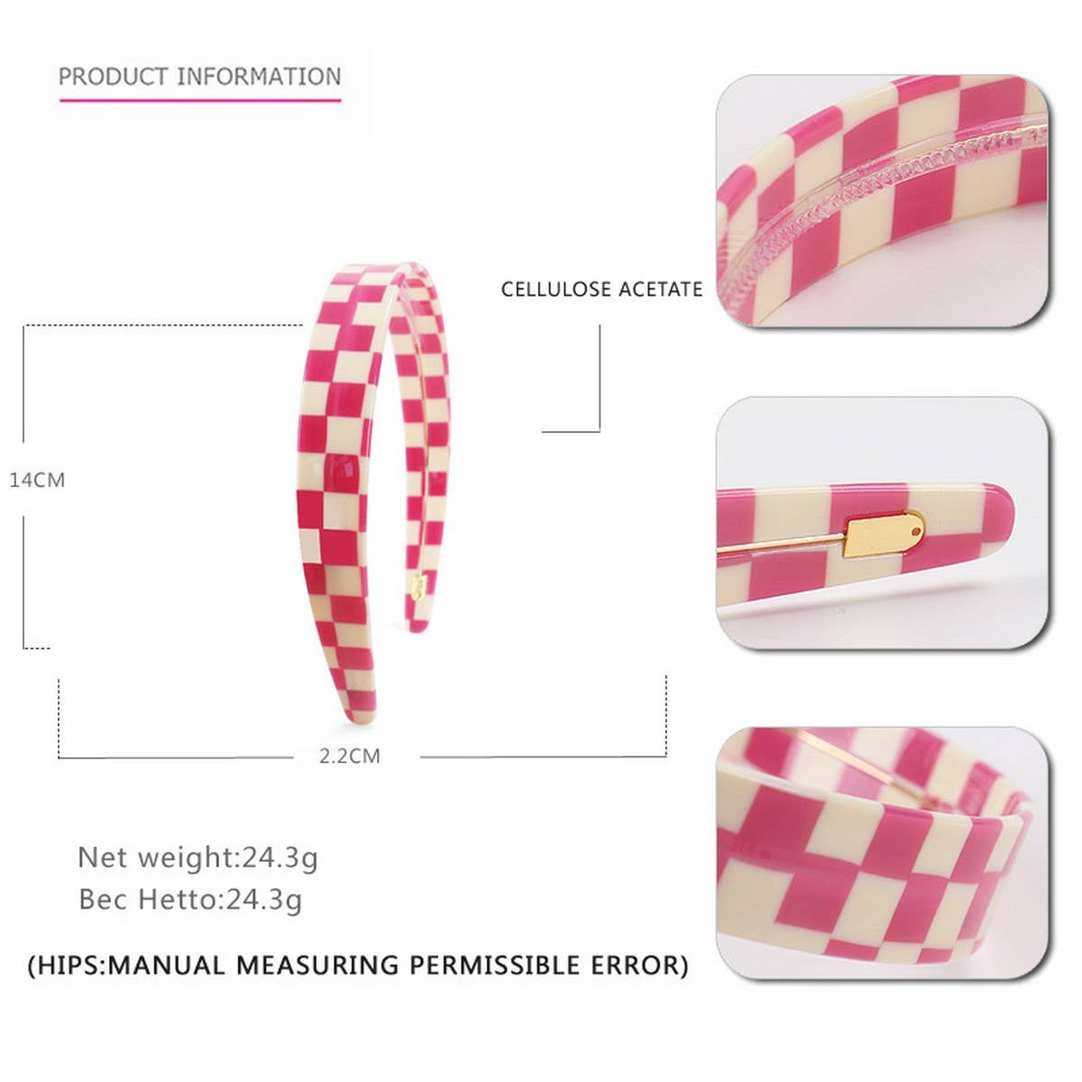 COLORFUL CHECKERED WIDE BRIMMED HEADBAND HAIRPIN_CWAHA4361