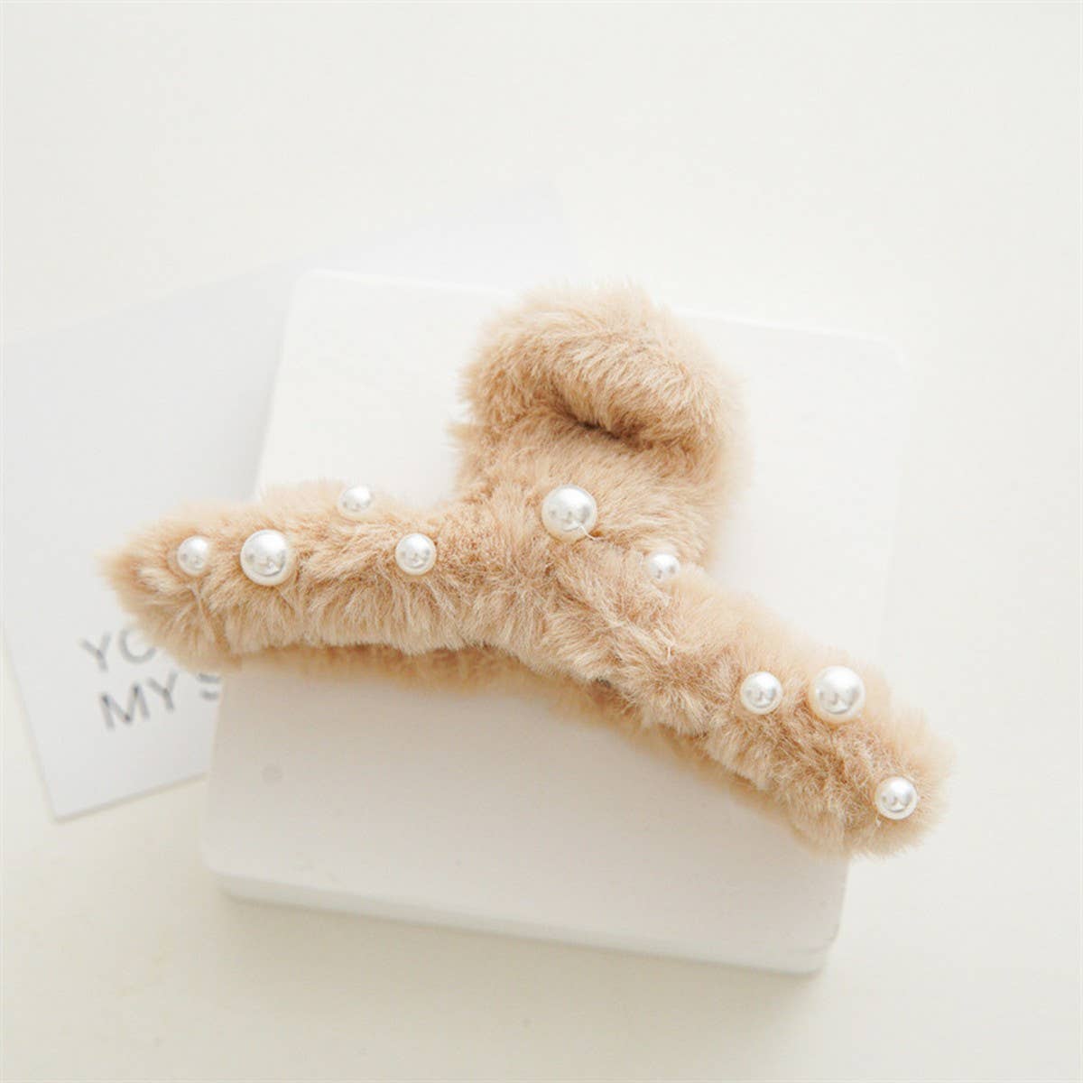 Pearl Fuzzy Hair Claw Clips For Fall,Winter_Cwaha0376