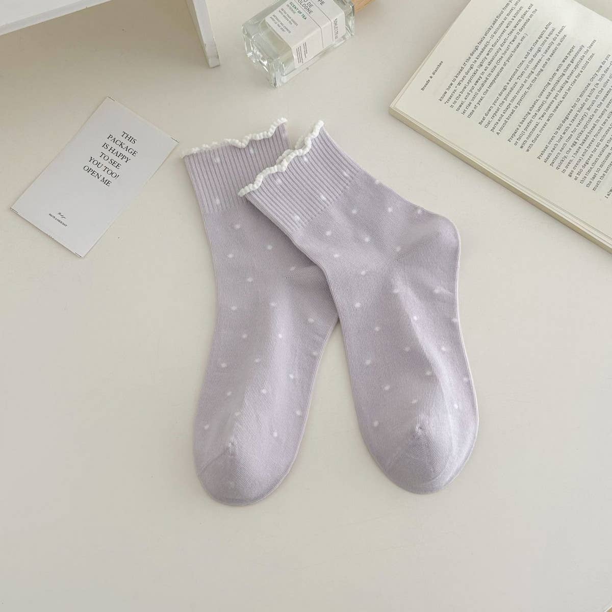 ALL MATCH NEW POLKA DOT MID CALF SOCKS_CWMS0953