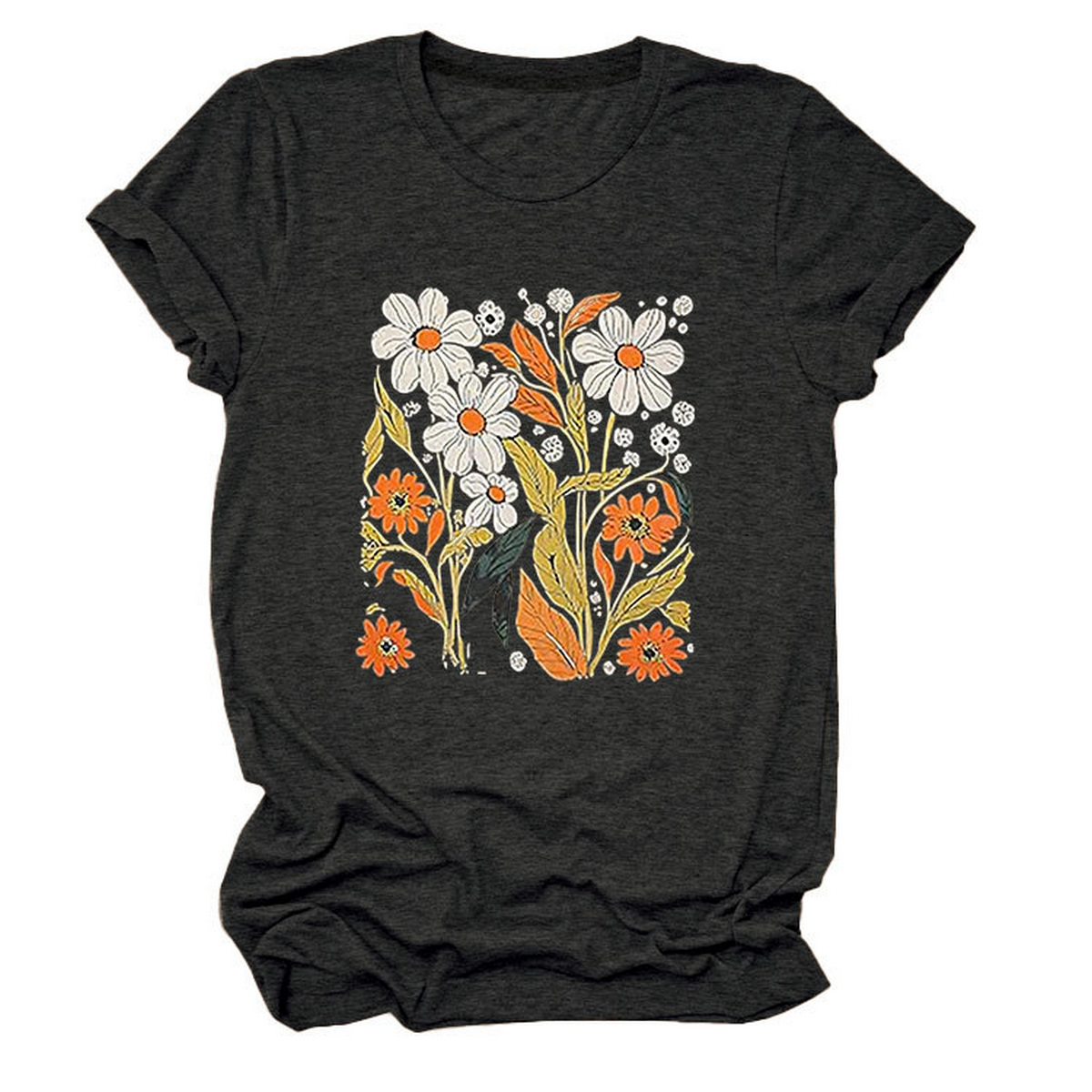 Women Summer Tee ??Flor Casual Round Neck_Cwtts1500