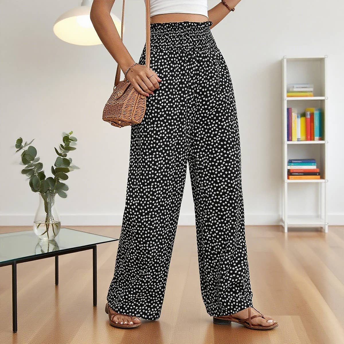 Tight-Waisted Straight-Leg Wide-Leg Pants_Cwblp00980