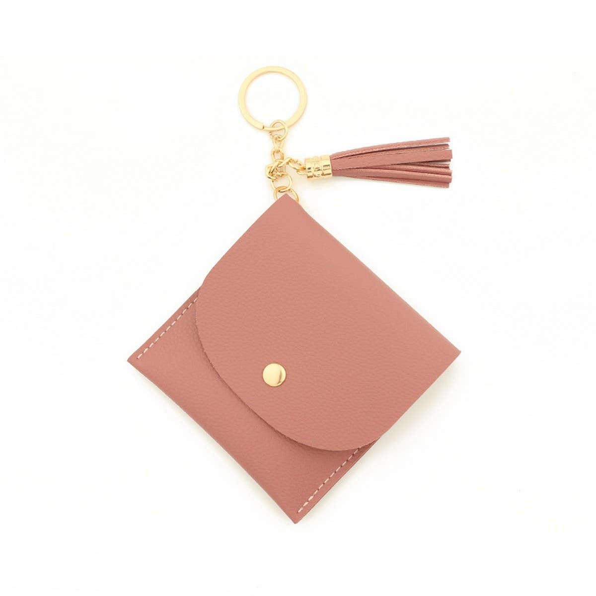 SOLID PU CARD WALLET WITH TASSEL KEYCHAIN_CWAB4965