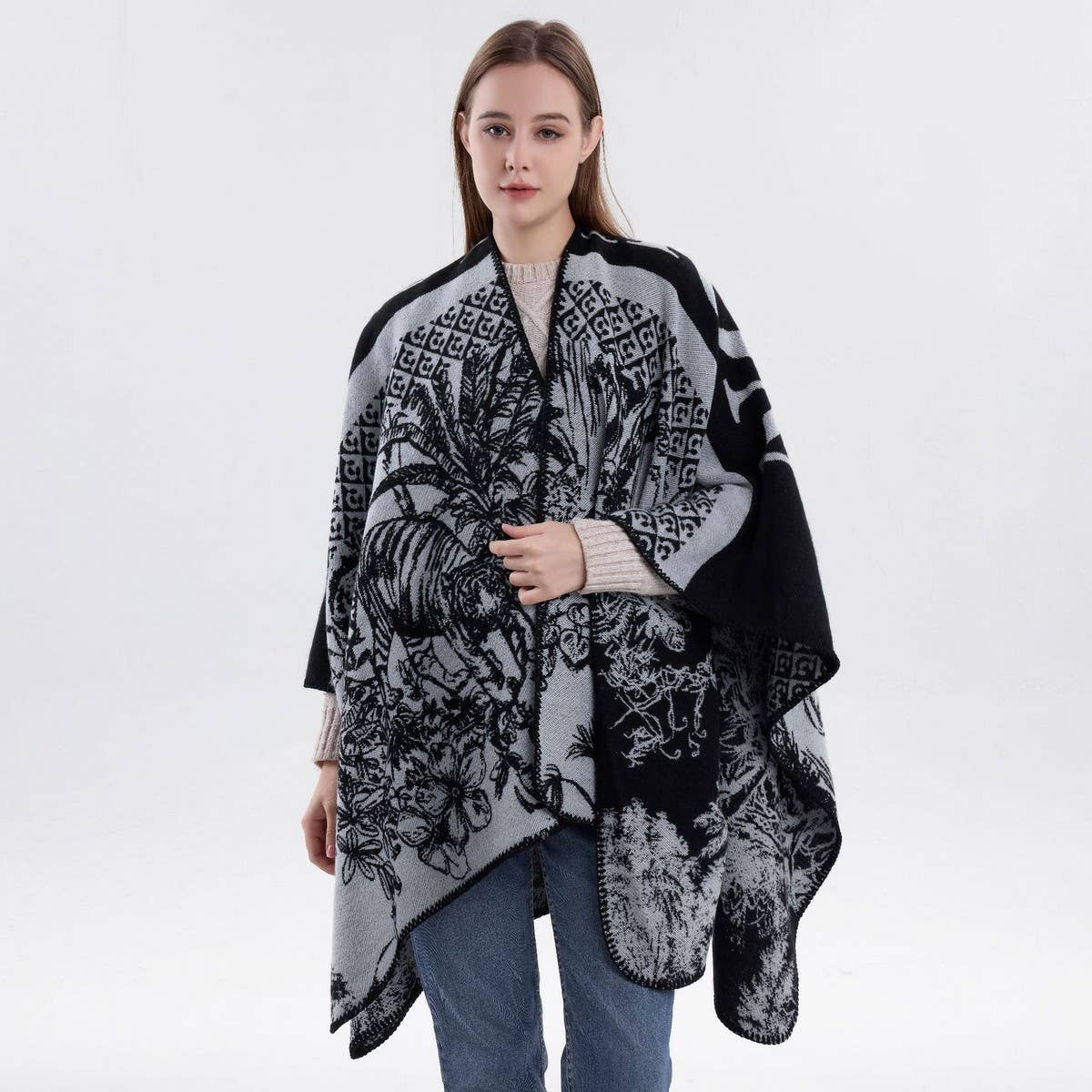 KNITTED SHAWL SCARF RETRO FASHION PRINTED SHAWL_CWASC2183
