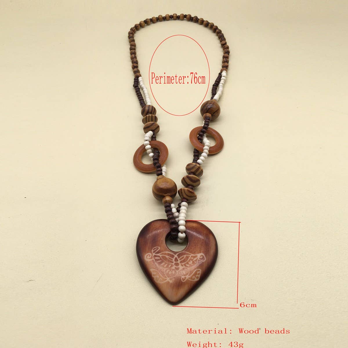BOHEMIAN VINTAGE WOODEN BEAD NECKLACE_CWMM4566