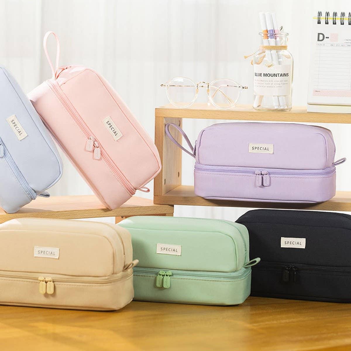 DOUBLE LAYER SOLID COLOR SIMPLE PENCIL CASE_CWMM1969