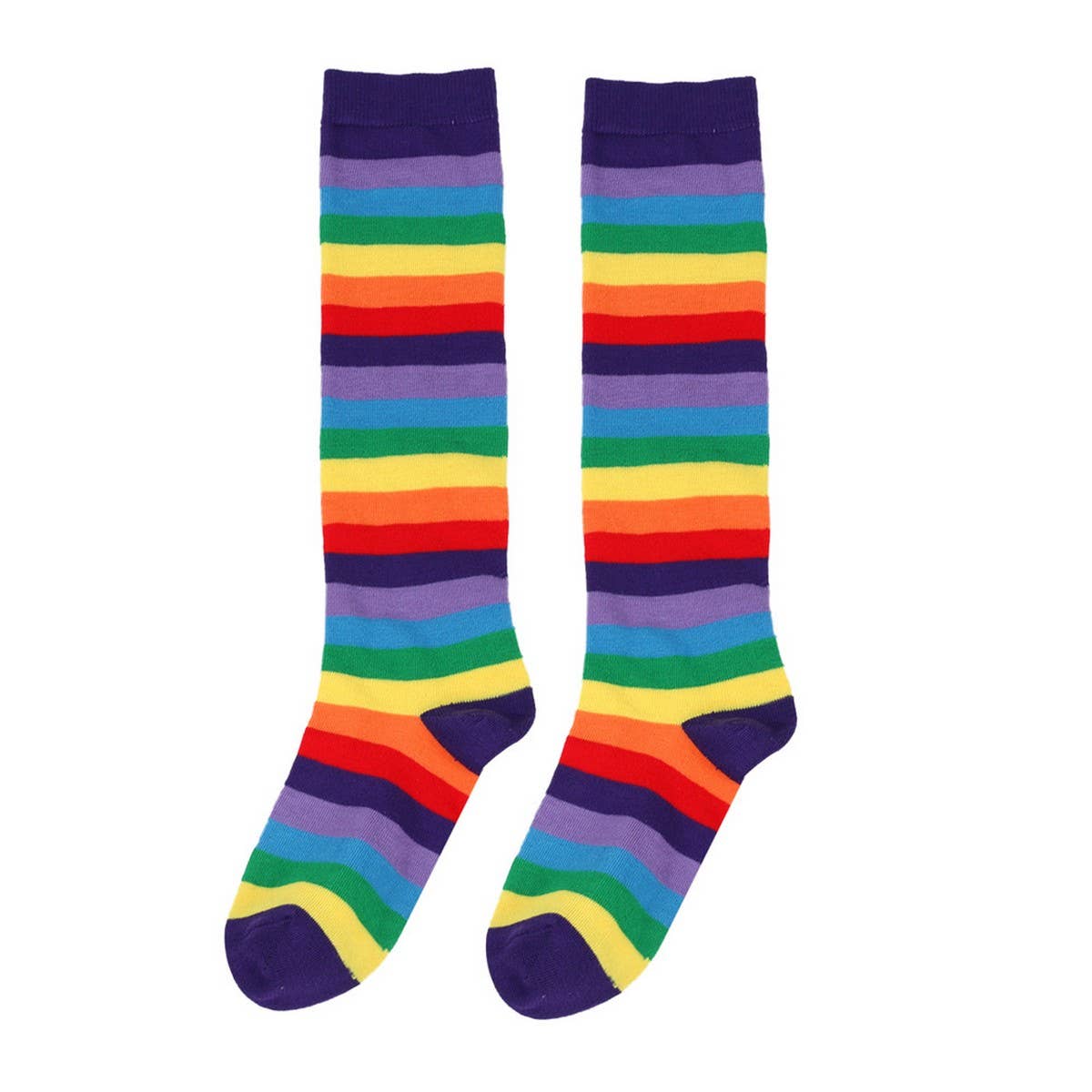 RAINBOW STRIPED MID LENGTH SOCKS KNEE LENGTH SOCKS_CWMS0310