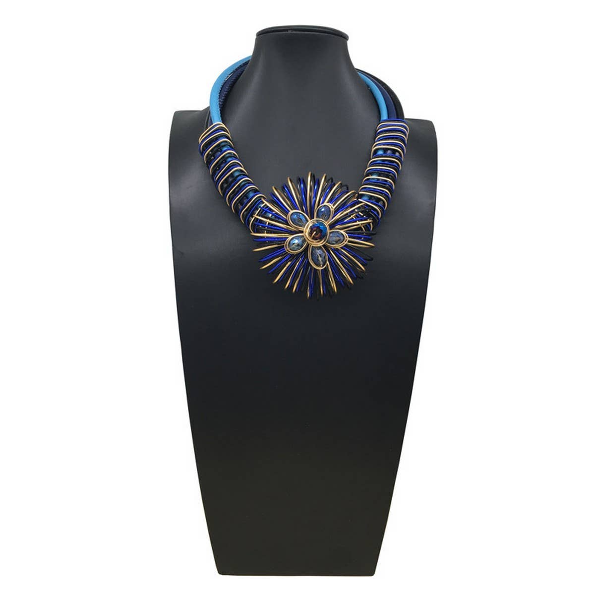 HANDMADE ALUMINUM WIRE FLOWER NECKLACE EARRING SET_CWMM4916