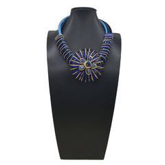 HANDMADE ALUMINUM WIRE FLOWER NECKLACE EARRING SET_CWMM4916