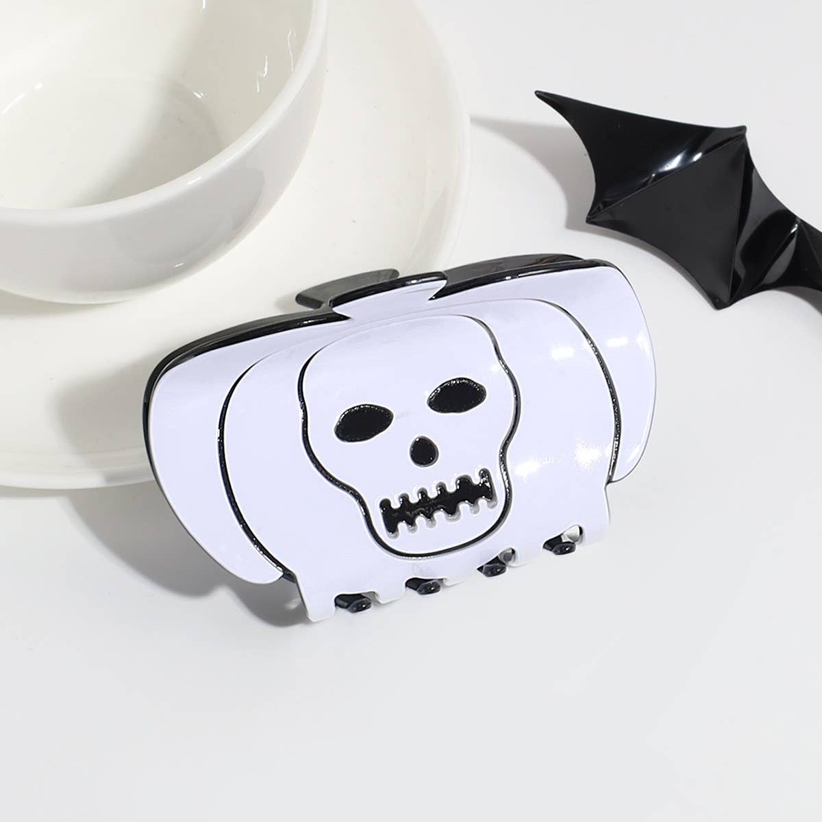 Halloween Acetate Hair Claw?Witch & Bat Design_Cwaha07286