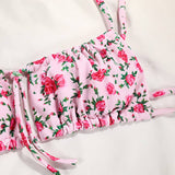 Tied Bikini Set Sexy Floral Swimsuit_Cwmw0239
