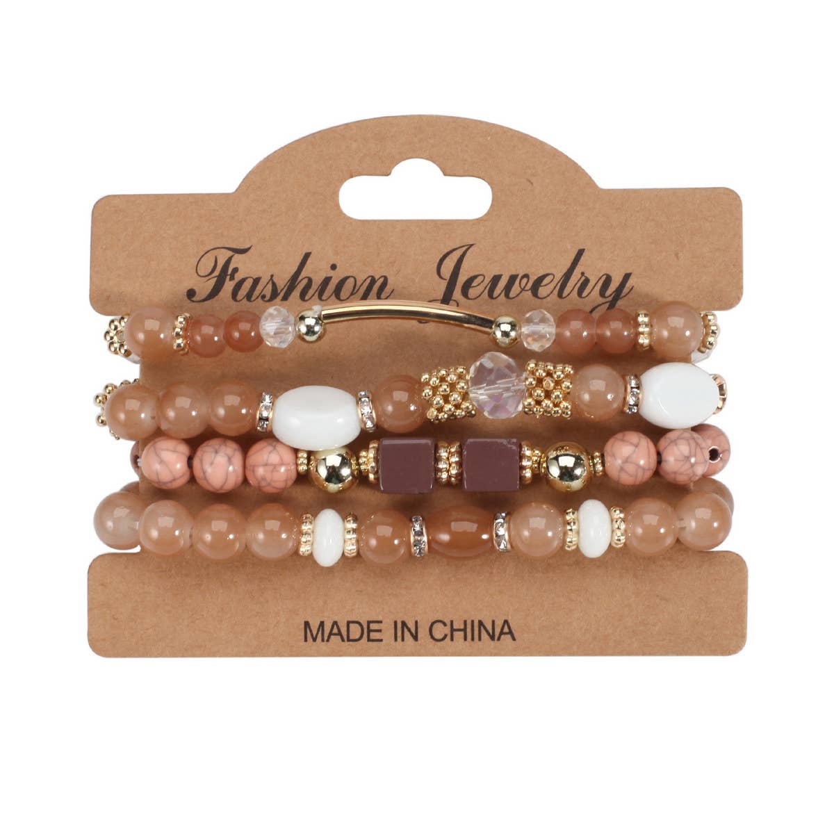 MULTI LAYERED MARBLED BEADED ELASTIC CORD BRACELET_CWAJE2224