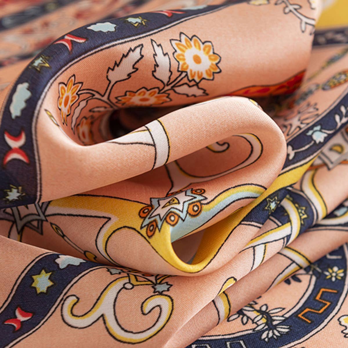 FLORAL SATIN SQUARE SCARF FOR WOMEN S ELEGANCE_CWASC0498