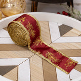 Cwmm10201_Christmas Glitter Ribbon Gold Gift Wrap Bow Craft