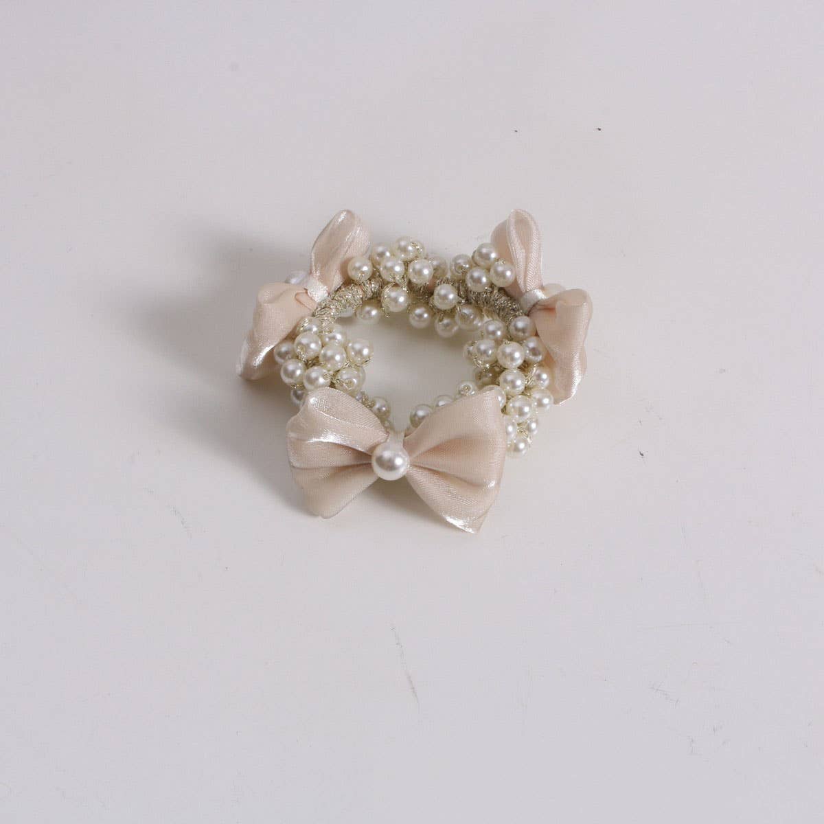 BOHO BOW PEARL SCRUNCHIE SWEET SUMMER HAIR TIE_CWAHA6778