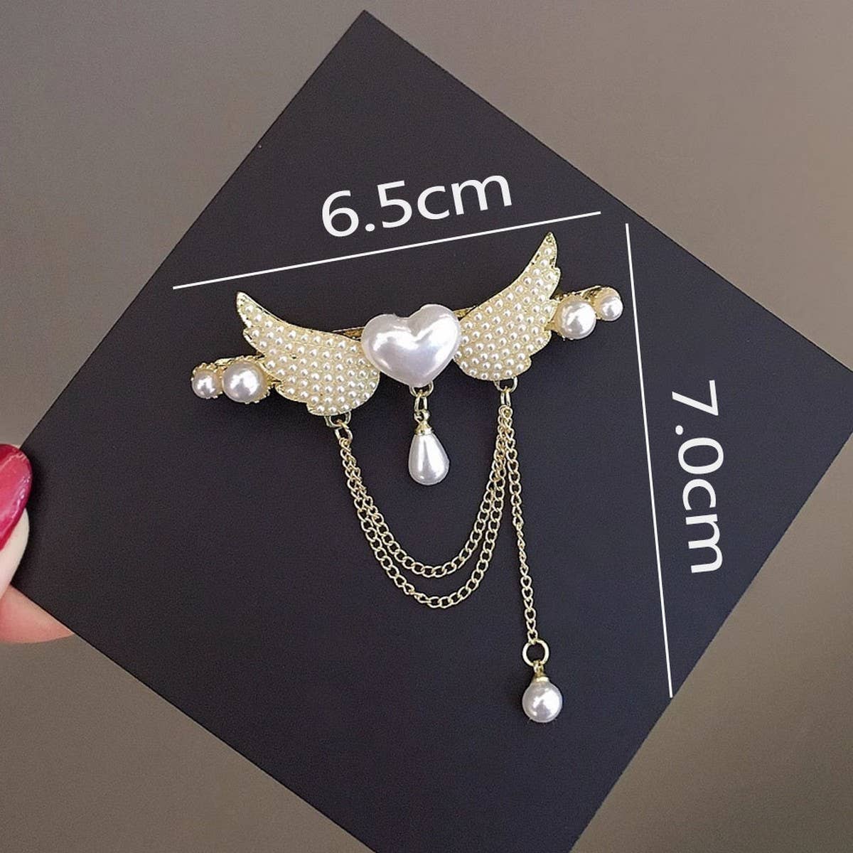 SWEET HEART TASSEL SPRING CLIP PEARL HAIRPIN_CWAHA4694