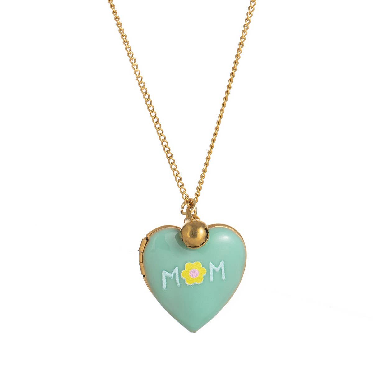 HEART LOCKET OVAL PHOTO NECKLACE GOLD PLATED_CWMM3919