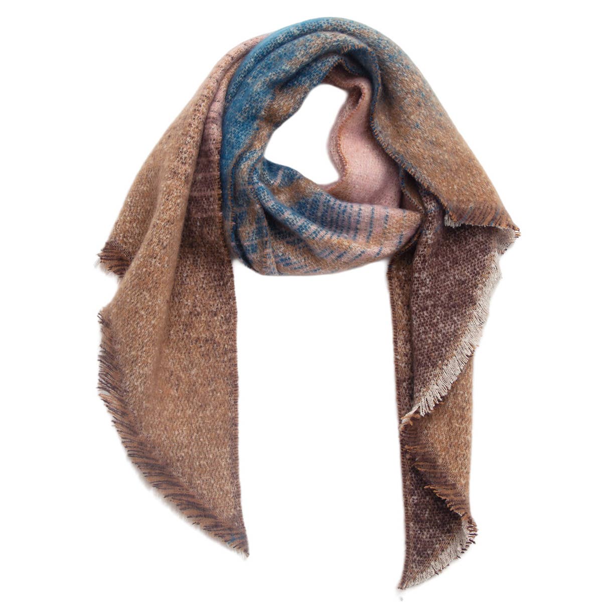 STRIPED FUZZY SHAWL THICK WINTER WRAP FOR WOMEN_CWASC0120