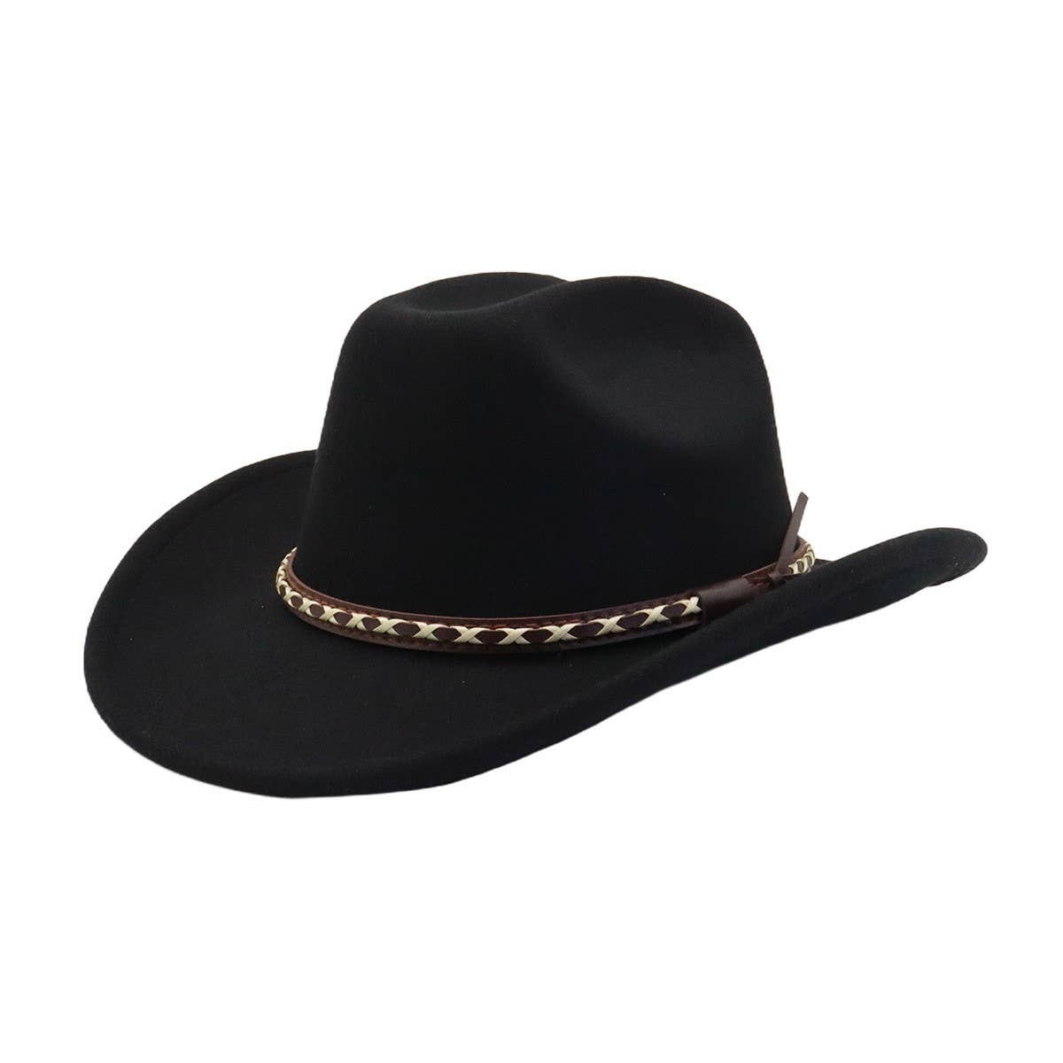 MEN WOMEN ETHNIC WOOL FEDORA JAZZ COWBOY HAT_CWAH04415