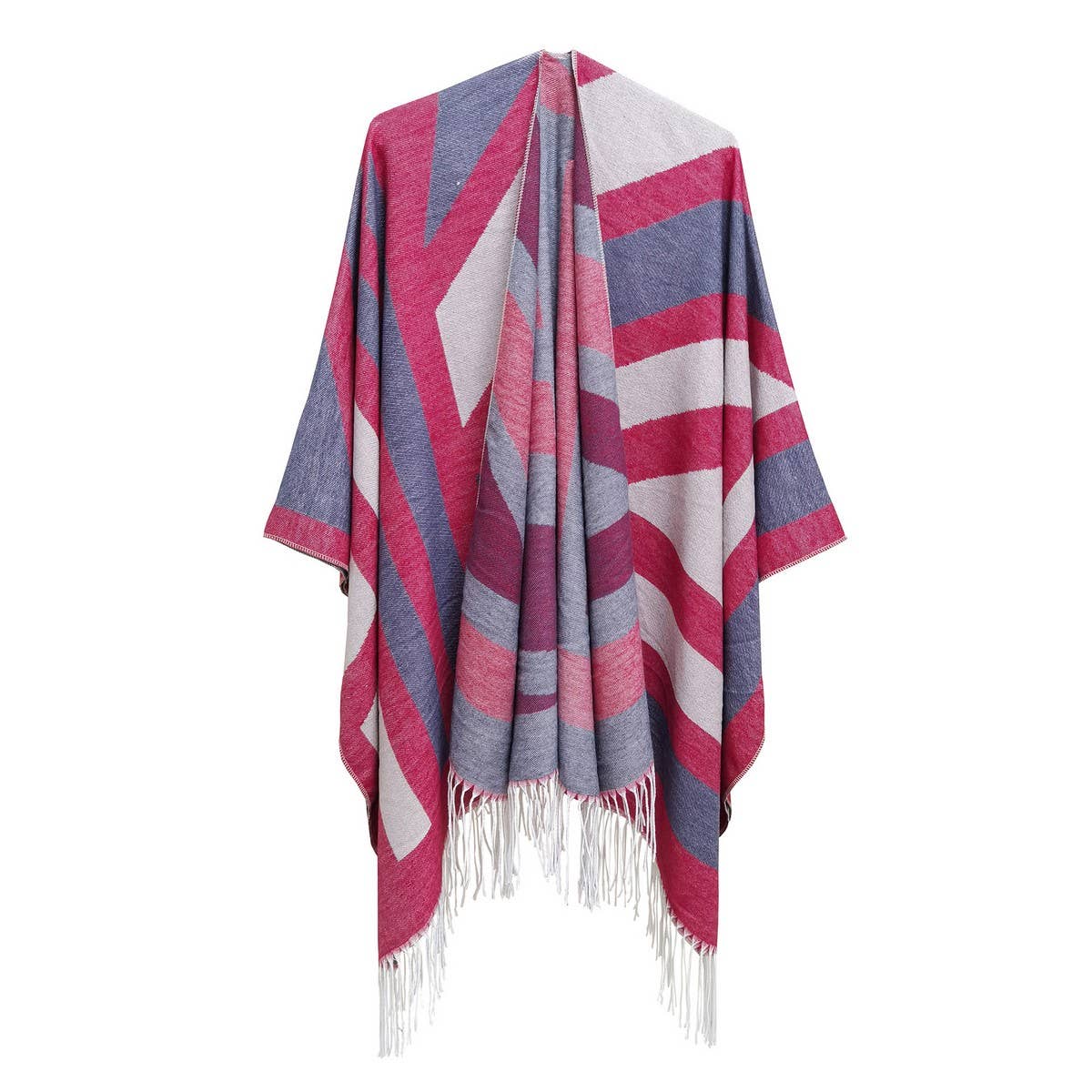 GEOMETRIC TASSEL SPLIT WARM SHAWL_CWASC0308