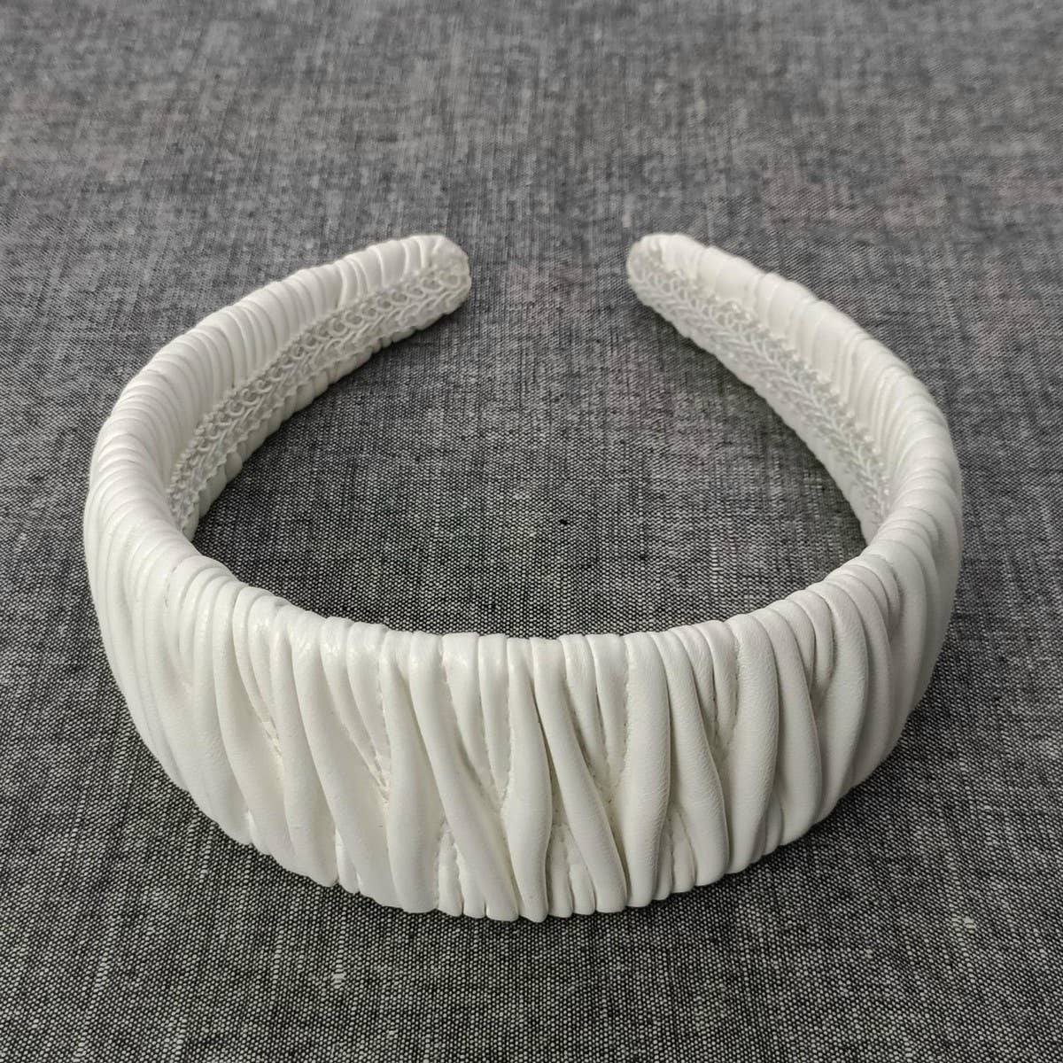 ELEGANT FRENCH VINTAGE RUCHED PU HEADBAND_CWAHA6320