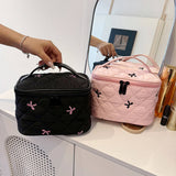 NEW SIMPLE SWEET EMBROIDERED BOW COSMETIC BAG_CWAB4369