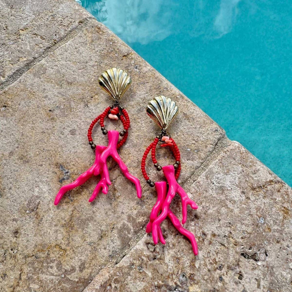 FASHION CORAL SHELL OCEAN EARRINGS STAINLESS_CWAJE4983