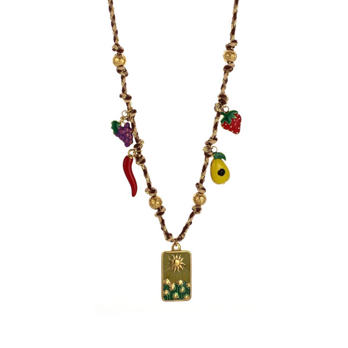 STYLISH WOVEN ROPE NECKLACE WITH STEEL PENDANT_CWMM8827