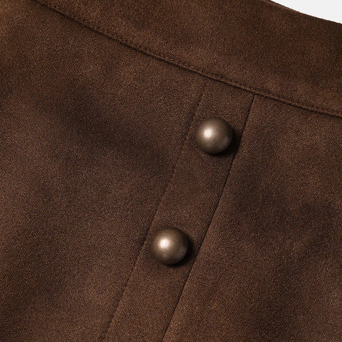 SOLID COLOR SUEDE SKIRT METAL BUTTON HIP SKIRT_CWAB4807