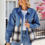 Washed Denim Patchwork Jacket Jacket Top
