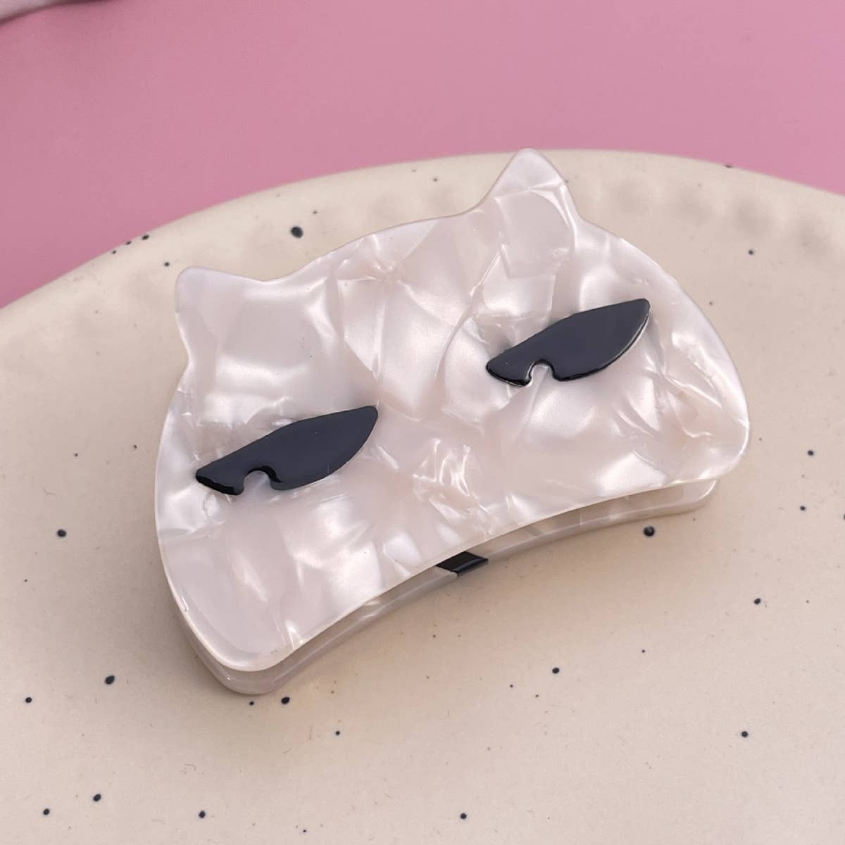 CAT ACETATE HAIR CLAW CUTE CHIC METAL SHARK CLIP_CWAHA0564
