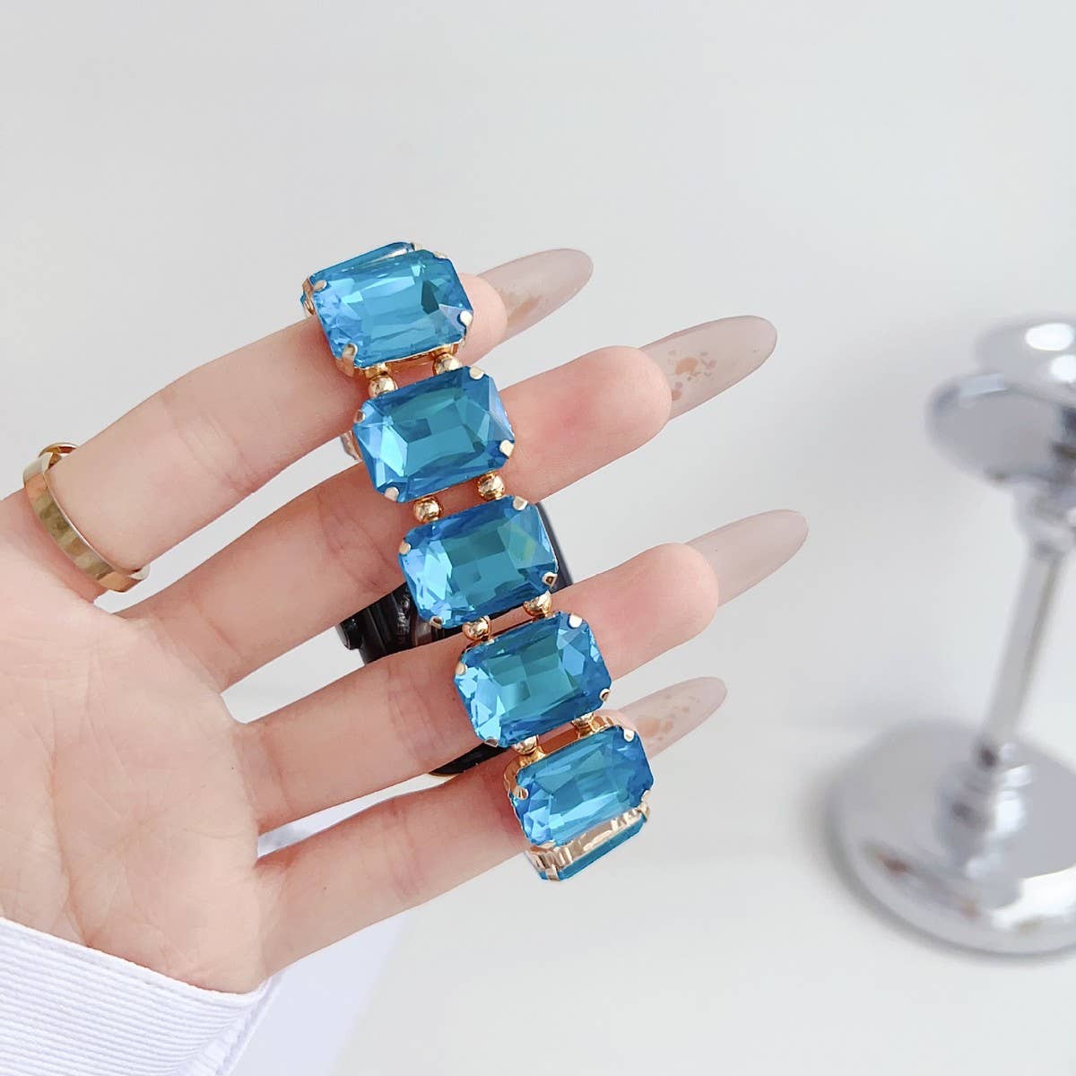 APPLE WATCH 9 RHINESTONE WHITE STONE ELASTIC STRAP_CWASC1561