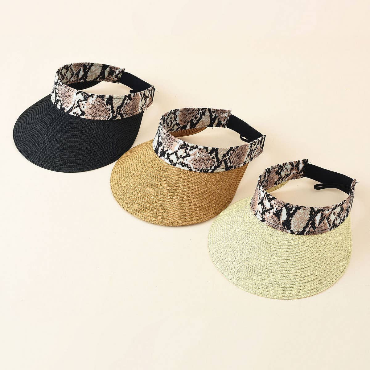 STRAW PYTHON PATTERN COLORBLOCK VISOR_CWAH1431