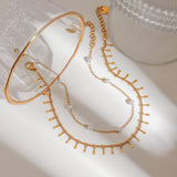 18K GOLD DOUBLE LAYER PEARL ANKLET STAINLESS_CWAJE4700