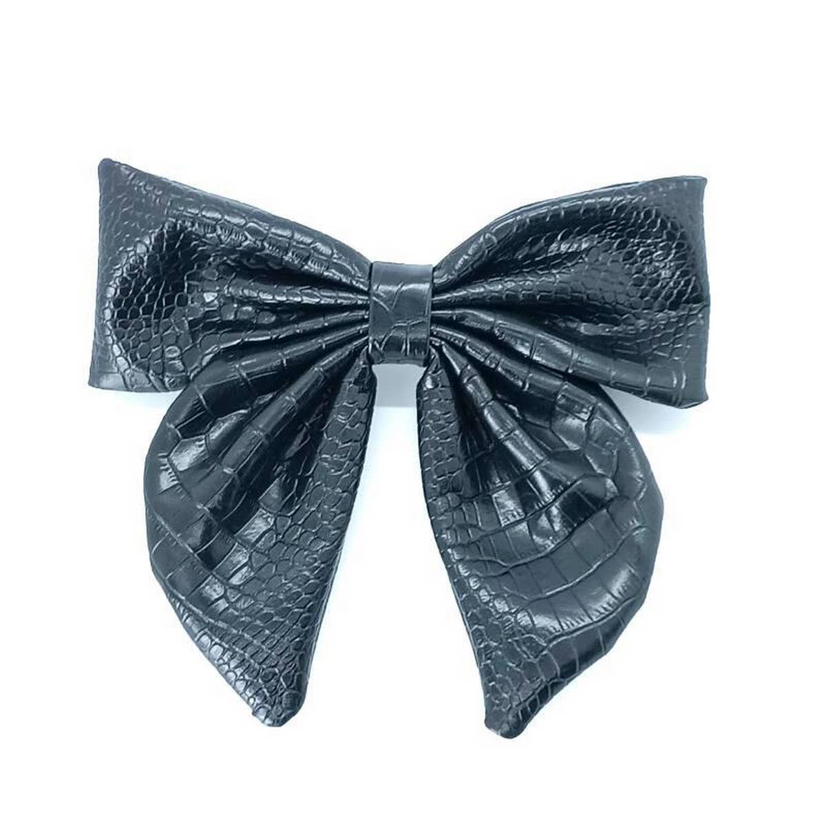 ELEGANT CROC PU LEATHER BOW HAIR CLIP_CWAHA6350