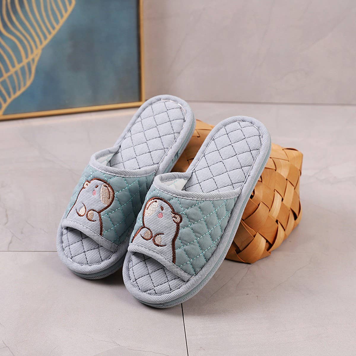 CAPYBARA INDOOR SLIPPERS WITH THICK FABRIC SOLE_CWSHF0192