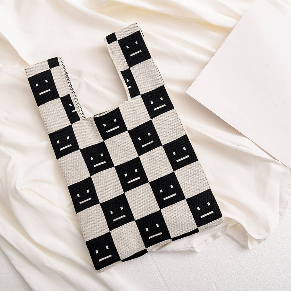 SMILING FACE PATTERN CROCHET HOBO HANDBAG PURSE_CWAB0883