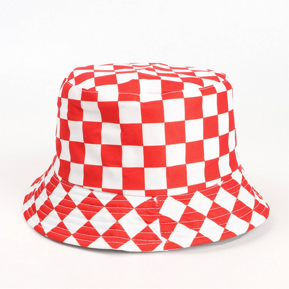 Cwah1522_Stylish Plaid Reversible Shade Bucket Hat