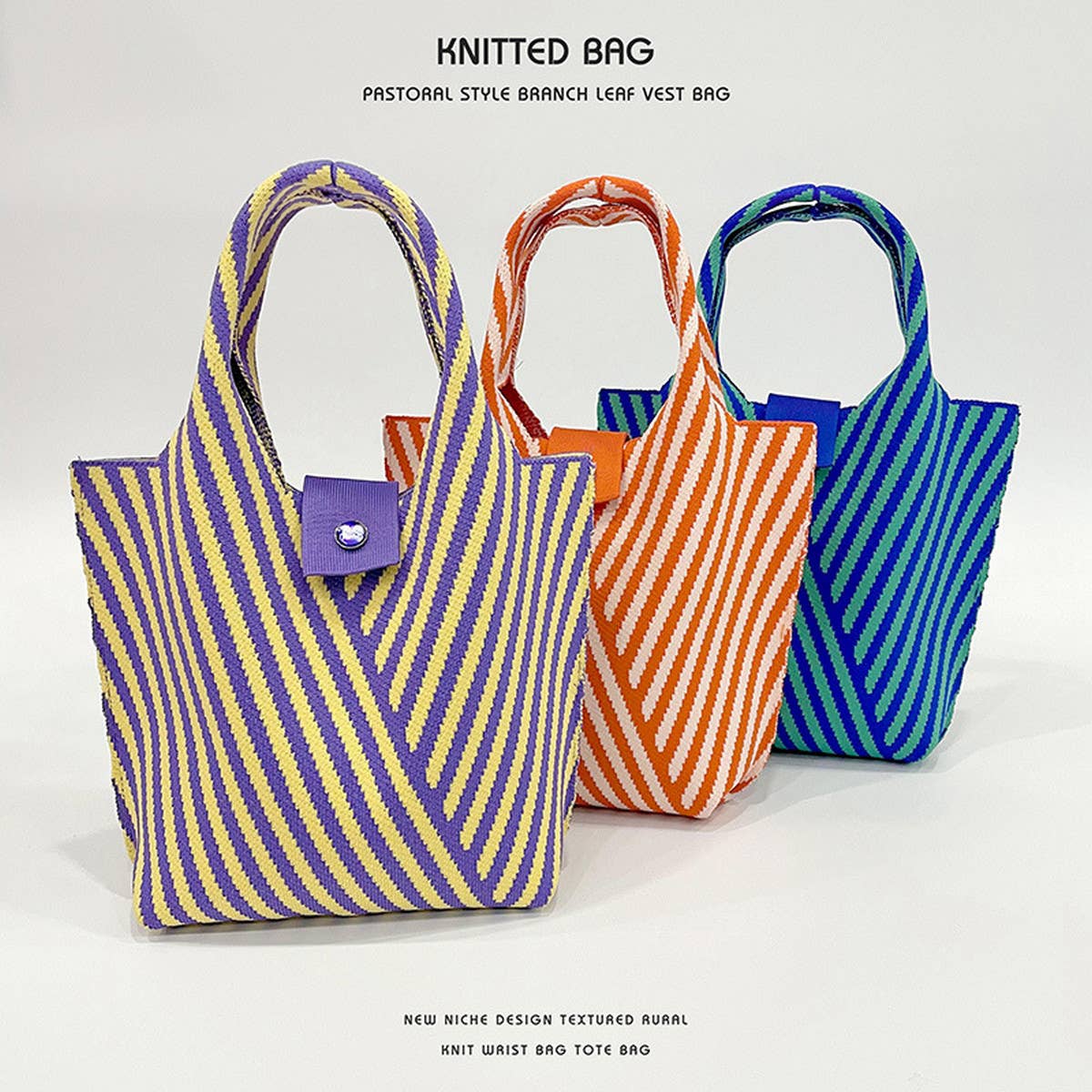 Women Knitted Striped Shoulder Handbag_Cwab1522