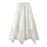 IRREGULAR LACE A LINE MIDI CAKE SKIRT_CWBMS0338