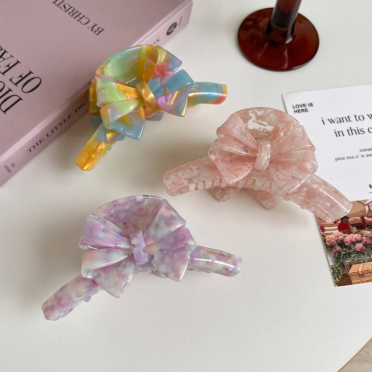 CUTE BOW ACETATE CLAW CLIP DOUBLE SIDED DESIG_CWAHA6004
